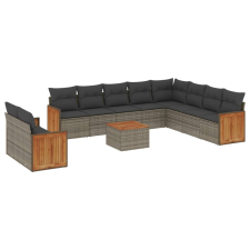vidaXL 11 részes szürke polyrattan kerti ülőgarnitúra párnákkal (3227803) kerti bútor