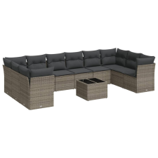 vidaXL 11 részes szürke polyrattan kerti ülőgarnitúra párnákkal (3250049) kerti bútor