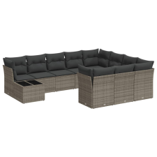 vidaXL 11 részes szürke polyrattan kerti ülőgarnitúra párnákkal (3250099) kerti bútor