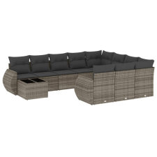 vidaXL 11 részes szürke polyrattan kerti ülőgarnitúra párnákkal (3254267) kerti bútor
