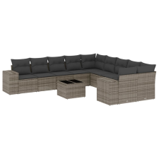 vidaXL 11 részes szürke polyrattan kerti ülőgarnitúra párnákkal (3255457) kerti bútor
