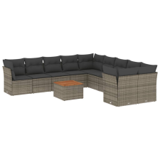 vidaXL 11 részes szürke polyrattan kerti ülőgarnitúra párnákkal (3256186) kerti bútor