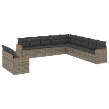 vidaXL 11 részes szürke polyrattan kerti ülőgarnitúra párnákkal (3258532) kerti bútor