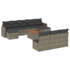 vidaXL 11 részes szürke polyrattan kerti ülőgarnitúra párnákkal (3258798) kerti bútor