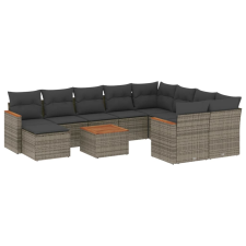 vidaXL 11 részes szürke polyrattan kerti ülőgarnitúra párnákkal (3258966) kerti bútor