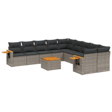 vidaXL 11 részes szürke polyrattan kerti ülőgarnitúra párnákkal (3259603) kerti bútor