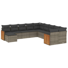 vidaXL 11 részes szürke polyrattan kerti ülőgarnitúra párnákkal (3260653) kerti bútor
