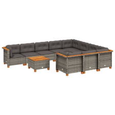 vidaXL 11 részes szürke polyrattan kerti ülőgarnitúra párnákkal (3262038) kerti bútor
