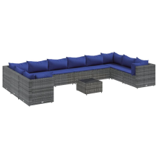 vidaXL 11 részes szürke polyrattan kerti ülőgarnitúra párnákkal (3308295) kerti bútor