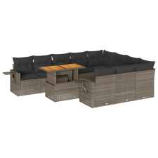 vidaXL 11 részes szürke polyrattan kerti ülőgarnitúra párnákkal (3327203) kerti bútor