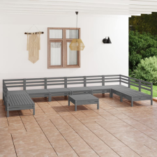 vidaXL 11 részes szürke tömör fenyőfa kerti ülőgarnitúra kerti bútor