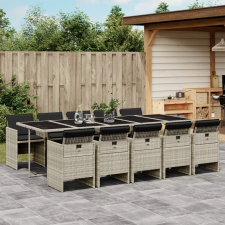 vidaXL 11 részes világosszürke polyrattan kerti ülőgarnitúra párnákkal kerti bútor