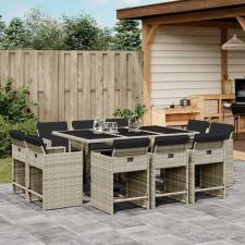 vidaXL 11 részes világosszürke polyrattan kerti ülőgarnitúra párnákkal kerti bútor
