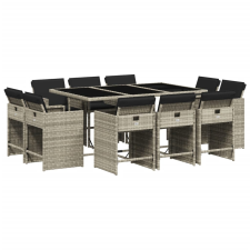 vidaXL 11 részes világosszürke polyrattan kerti ülőgarnitúra párnákkal kerti bútor