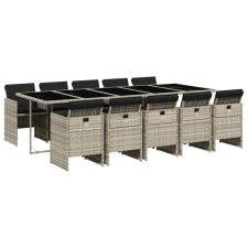 vidaXL 11 részes világosszürke polyrattan kerti ülőgarnitúra párnákkal kerti bútor