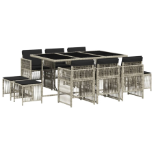 vidaXL 11 részes világosszürke polyrattan kerti ülőgarnitúra párnákkal kerti bútor