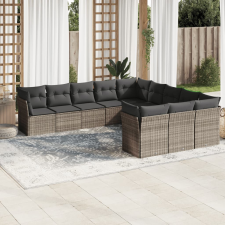vidaXL 11 részes világosszürke polyrattan kerti ülőgarnitúra párnákkal kerti bútor