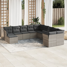 vidaXL 11 részes világosszürke polyrattan kerti ülőgarnitúra párnákkal kerti bútor