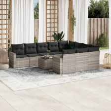 vidaXL 11 részes világosszürke polyrattan kerti ülőgarnitúra párnákkal kerti bútor
