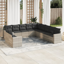vidaXL 11 részes világosszürke polyrattan kerti ülőgarnitúra párnákkal kerti bútor
