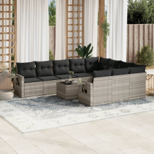 vidaXL 11 részes világosszürke polyrattan kerti ülőgarnitúra párnákkal kerti bútor