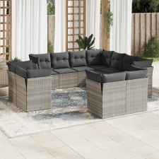 vidaXL 11 részes világosszürke polyrattan kerti ülőgarnitúra párnákkal kerti bútor