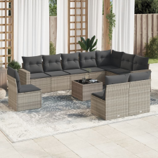 vidaXL 11 részes világosszürke polyrattan kerti ülőgarnitúra párnákkal kerti bútor