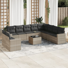 vidaXL 11 részes világosszürke polyrattan kerti ülőgarnitúra párnákkal kerti bútor
