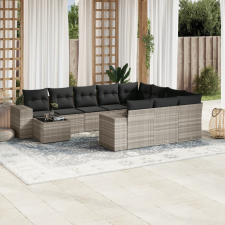 vidaXL 11 részes világosszürke polyrattan kerti ülőgarnitúra párnákkal kerti bútor