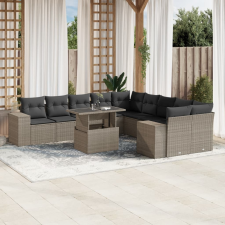 vidaXL 11 részes világosszürke polyrattan kerti ülőgarnitúra párnákkal kerti bútor