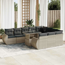 vidaXL 11 részes világosszürke polyrattan kerti ülőgarnitúra párnákkal kerti bútor