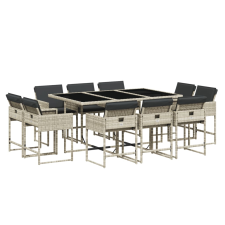 vidaXL 11 részes világosszürke polyrattan kerti ülőgarnitúra párnákkal (3211391) kerti bútor