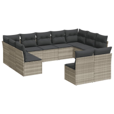 vidaXL 11 részes világosszürke polyrattan kerti ülőgarnitúra párnákkal (3218352) kerti bútor
