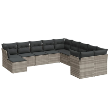 vidaXL 11 részes világosszürke polyrattan kerti ülőgarnitúra párnákkal (3218612) kerti bútor