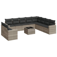 vidaXL 11 részes világosszürke polyrattan kerti ülőgarnitúra párnákkal (3251519) kerti bútor