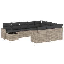 vidaXL 11 részes világosszürke polyrattan kerti ülőgarnitúra párnákkal (3251869) kerti bútor