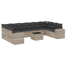 vidaXL 11 részes világosszürke polyrattan kerti ülőgarnitúra párnákkal (3255419) kerti bútor