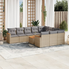 vidaXL 11részes vegyes bézs polyrattan kerti ülőgarnitúra párnákkal kerti bútor