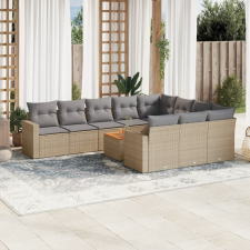 vidaXL 11részes vegyes bézs polyrattan kerti ülőgarnitúra párnákkal kerti bútor