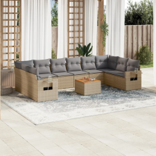 vidaXL 11részes vegyes bézs polyrattan kerti ülőgarnitúra párnákkal kerti bútor