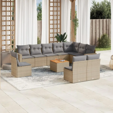 vidaXL 11részes vegyes bézs polyrattan kerti ülőgarnitúra párnákkal kerti bútor