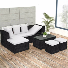 vidaXL 12 darabos fekete kerti polyrattan sarokkanapé szett kerti bútor