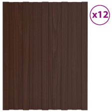 vidaXL 12 db barna horganyzott acél tetőpanel 60 x 45 cm építőanyag