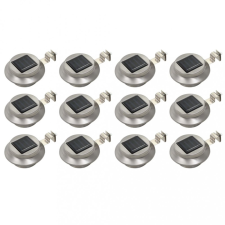 vidaXL 12 db fehér kerek kültéri napelemes LED lámpa 12 cm kültéri világítás