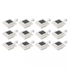 vidaXL 12 db fehér négyzet alakú kültéri napelemes LED lámpa 12 cm kültéri világítás