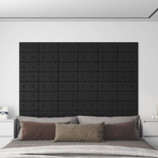 vidaXL 12 db fekete műbőr fali panel 30 x 15 cm 0,54 m² dekorburkolat