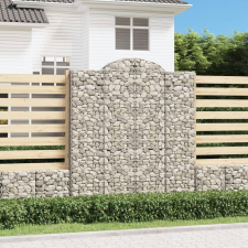 vidaXL 12 db íves horganyzott vas gabion kosár 200x30x220/240 cm kerti tárolás