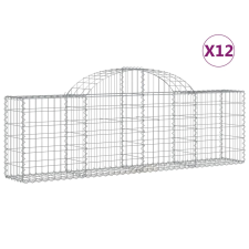 vidaXL 12 db íves horganyzott vas gabion kosár 200x30x60/80 cm (3146078) kerti tárolás