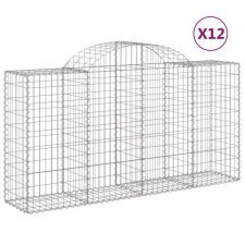 vidaXL 12 db íves horganyzott vas gabion kosár 200x50x100/120 cm (3146330) kerti tárolás