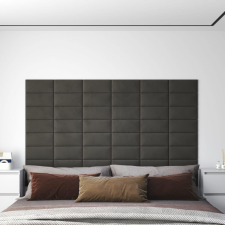 vidaXL 12 db sötétszürke bársony fali panel 30 x 15 cm 0,54 m² dekorburkolat